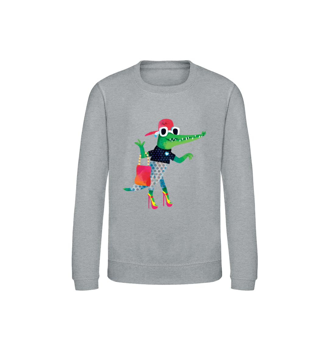 Heather Grey Printed Sweater Front