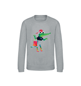 Heather Grey Printed Sweater Front