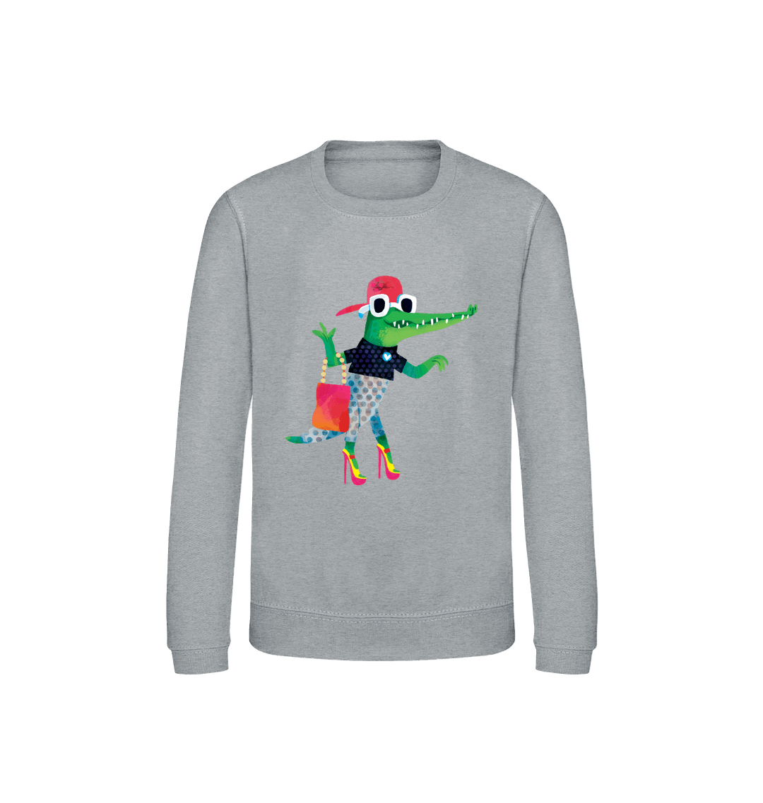 Heather Grey Printed Sweater Front