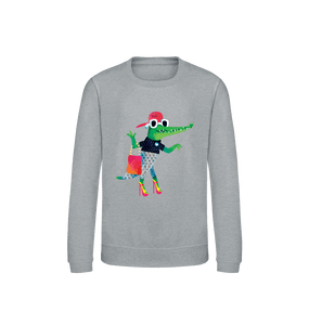Heather Grey Printed Sweater Front
