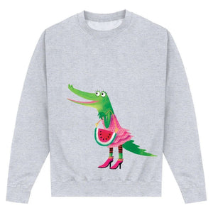Heather Grey Printed Sweater Front