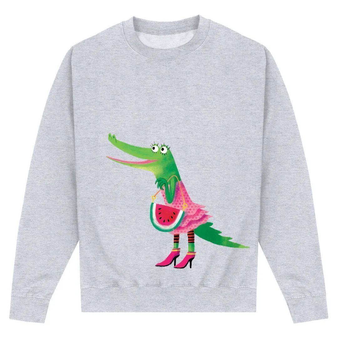 Heather Grey Printed Sweater Front