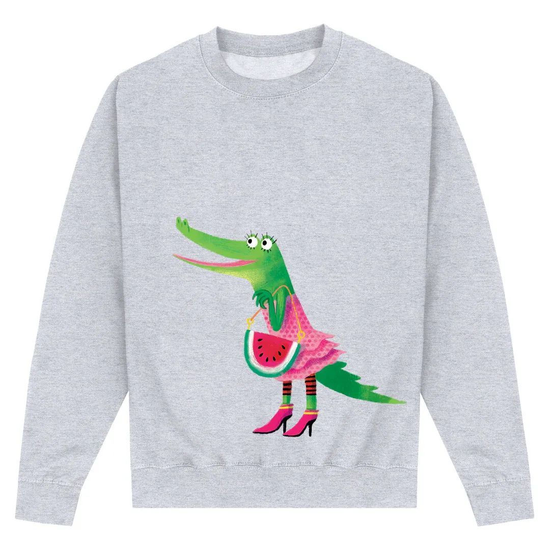 Heather Grey Printed Sweater Front